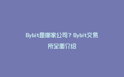 Bybit是哪家公司？Bybit交易所全面介绍