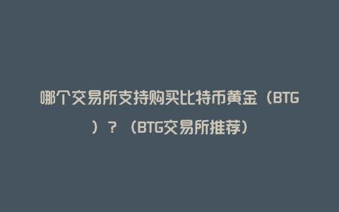 哪个交易所支持购买比特币黄金（BTG）？（BTG交易所推荐）