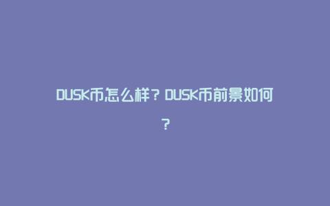 DUSK币怎么样？DUSK币前景如何？