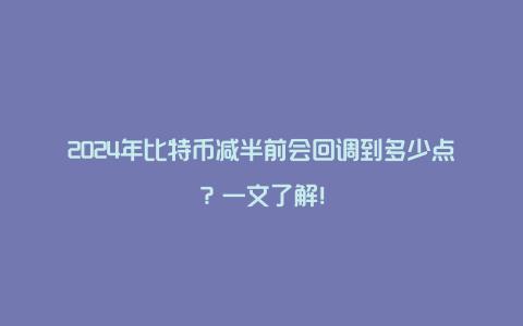 2024年比特币减半前会回调到多少点？一文了解！