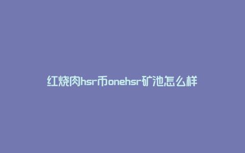 红烧肉hsr币onehsr矿池怎么样