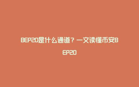 BEP20是什么通道？一文读懂币安BEP20