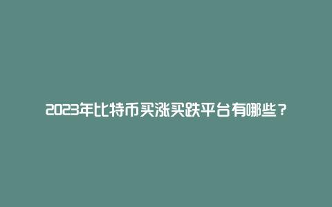 2023年比特币买涨买跌平台有哪些？