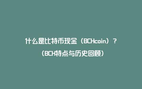 什么是比特币现金（BCHcoin）？（BCH特点与历史回顾）